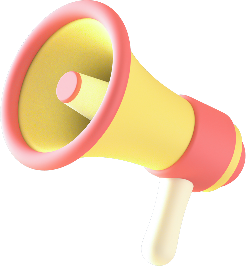 3D Floating Element Megaphone